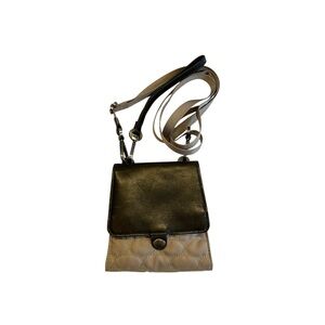 Elegant Black and Tan Quilted Crossbody Wllet Bag by Mosey